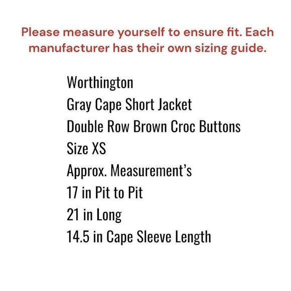 Worthington Gray Cape Peacoat Layered Size XS Jacket Double Breat Buttons - Picture 7 of 15